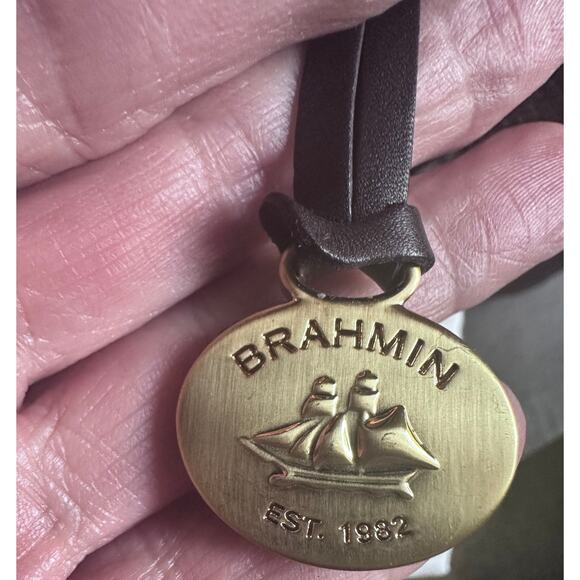 NWOT BRAHMIN SNAKESKIN EMBOSSED LEATHER 2 WAY HANDBAG - Picture 2 of 13